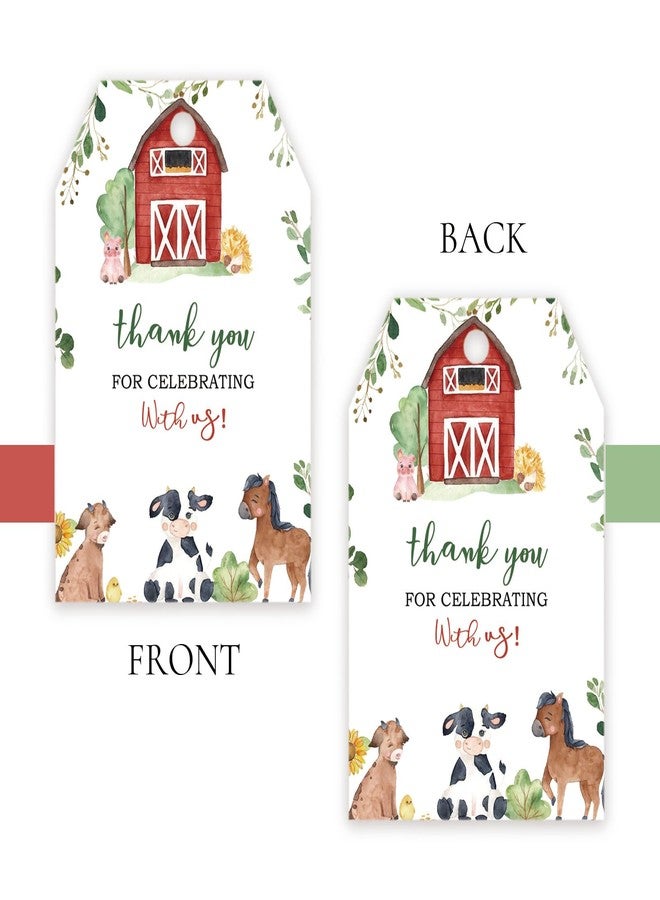 FORSHEEP 50pcs Farm Thank You Tags, Farm Animals Gift Tag with String for Gender Reveal Party, Pig/Duck/Horse Thank You Paper Tags for Farm Themed Birthday Party Favors - Image 4